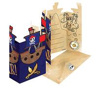 Amscan 9909920 Lot de 8 cartes d'invitation pirate avec enveloppe assortie pour invitations, anniversaire d'enfant, fête à thème, carnaval