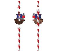 8 pailles carton bateau pirates - 9909923 AMSCAN Rouge G