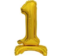 amscan® 9910069 Mini-ballon Chiffre 1 - 15 x 38 cm, avec pied, doré