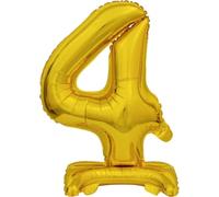 amscan® 9910072 Mini ballon en plastique chiffre 4 - 15 x 38 cm, avec pied, or
