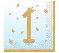 Amscan 9910302 Lot de 16 serviettes de table pour 1er anniversaire Bleu