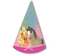 amscan 9911594 Lot de 8 chapeaux de fête Pretty Pony, taille 16 cm, chapeaux en papier avec motif chevaux, pour anniversaire, carnaval, fête à thème, Give-Away
