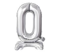 amscan® 9911723 Mini-ballon 0 - 15 x 38 cm, avec pied, argenté