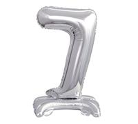 amscan® 9911730 Mini-ballon Nombre 7 - 15 x 38 cm, avec pied, argenté