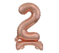 amscan® 9911735 Ballon en plastique Mini chiffre 2 - 15 x 38 cm, avec pied, rose