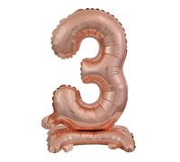 amscan® 9911736 Ballon en plastique Mini chiffre 3 - 15 x 38 cm, avec pied, rose