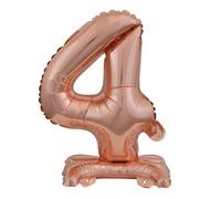 amscan® 9911737 Mini-ballon Chiffre 4 - 15 x 38 cm, avec pied, rose