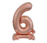 amscan® 9911739 Ballon en plastique Mini chiffre 6 - 15 x 38 cm, avec pied, rose