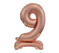 amscan® 9911742 Ballon en plastique Mini chiffre 9 - 15 x 38 cm, avec pied, rose