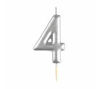 Amscan 9911818 - Bougie à gâteau numéro 4 argent métallisé