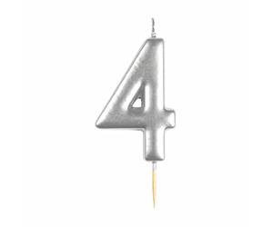Amscan 9911818 - Bougie à gâteau numéro 4 argent métallisé