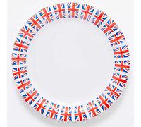 amscan 9913035-66 - Lot de 8 assiettes en carton avec drapeau du Royaume-Uni Rouge/blanc/bleu