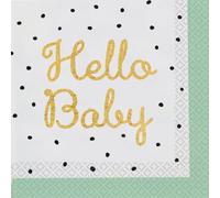 Amscan 9913152 - Serviettes Hello Baby - 16 pcs - 33 x 33 cm