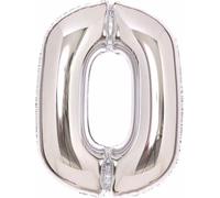 AMSCAN 9913225 Ballon en plastique XL chiffre 0 - 63 cm, argenté