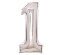 AMSCAN 9913226 Ballon en plastique XL chiffre 1 - 63 cm, argenté