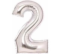 AMSCAN 9913227 Ballon en plastique XL chiffre 2 - 63 cm, argenté