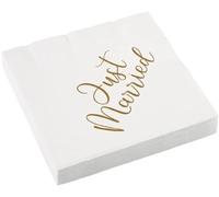 Amscan 9913270 Lot de 16 serviettes de table « Just Married » pour mariage 33 x 33 cm