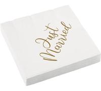 Amscan 9913270 Lot de 16 serviettes de table « Just Married » pour mariage 33 x 33 cm