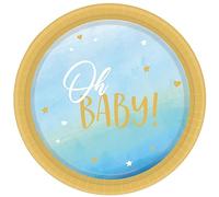 amscan 9913895 8 Assiettes Oh Baby Boy Rondes Papier 23 cm