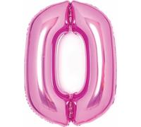 AMSCAN 9914040 Folienballon XL Zahl 0 - 63 cm, rose