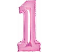 AMSCAN 9914041 Ballon de baudruche XL numéro 1 - 63 cm, rose