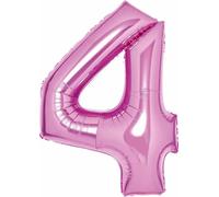 AMSCAN 9914044 Ballon de baudruche XL numéro 4 - 63 cm, rose
