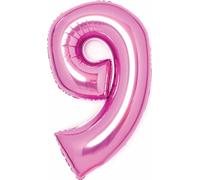 AMSCAN 9914049 Ballon en plastique XL chiffre 9 - 63 cm, rose