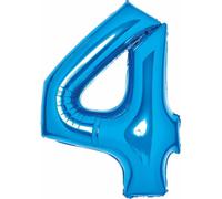 AMSCAN 9914054 Ballon en plastique XL chiffre 4 - 63 cm, bleu