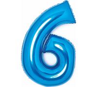 AMSCAN 9914056 Ballon en plastique XL chiffre 6 - 63 cm, bleu
