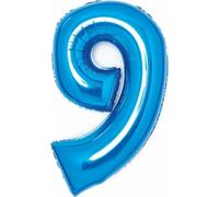 AMSCAN 9914059 Ballon en plastique XL chiffre 9 - 63 cm, bleu