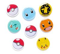 Amscan 9917114 - Lot de 8 badges Pokémon pour fête d'anniversaire d'enfants avec carte au dos