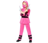 Amscan 9918147 - Girls Pink & Black Ninja Fancy Dress Costume with Mask Age: 10-12yrs