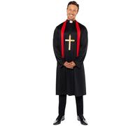 Amscan 9918336 - Men's Vicar Robe & Scarf Adults Fancy Dress Costume Size: XXL