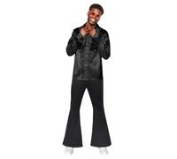 Amscan 9918986 - Men's 1970's Black Disco Flares Trousers Adults Fancy Dress Costume Size: X-Large