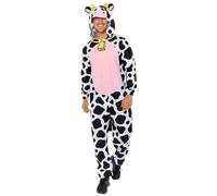 Amscan 9919015 - Unisex Plush Fleece Cow Onesie Adults Fancy Dress Costume Size: Small