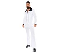 Amscan 9919034 - Men's 1970's Black & White Disco Suit Adults Fancy Dress Costume Size: Small