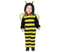Amscan 9919073 - Unisex Fleece Bee Onesie Babies Hooded Romper with Headpiece Fancy Dress Costume Size: 3-6m
