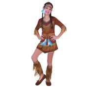 amscan 997653 - Costume d'attrape-rêves, robe, bandeau, jambières, indien., Marron, 4-6 ans