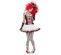 amscan-999855 Costume d'halloween Harlequin Honey Clown pour Femme, Unisexe Enfant, 999855, Multicolore, 12-14 Ans