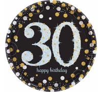 Amscan - Assiette de fête "Sparkling Celebration", 30e anniversaire pack de 8 SG9896 (taille unique) (Or)