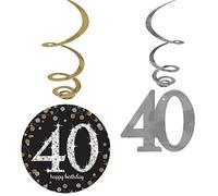 Amscan Décoration murale Sparkling 40 ans – Or – 61 cm – Lot de 12 – Intérieur