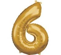 Amscan ballon d'aluminium 55 x 88 cm or numéro 6 Goud