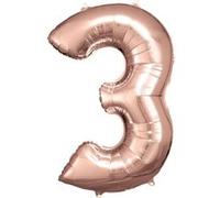 Amscan ballon en aluminium numéro 3 junior 53 x 88 cm or rose Goud G