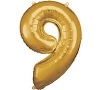 Amscan ballon en aluminium numéro 9 junior 63 x 86 cm or Goud