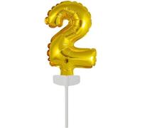 amscan ballon en feuille numéro '2' 18,5 x 9 cm or