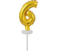 amscan ballon en feuille numéro '6' 18,5 x 9 cm or