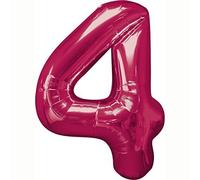 Amscan Ballon Mylar Rose Chiffre 4 - Taille Unique Rose