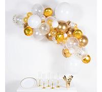 amscan-Ballons d'anniversaire 9910293-Kit guirlande dorés et blancs DIY, 9910293, moyen