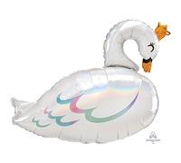 Amscan Ballons en aluminium irisés holographiques International Swan - 73 x 55 cm