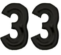 Amscan Ballons en aluminium * Noir satiné * Chiffre 0 à 9 pour décoration d'anniversaire et de fête | 86 cm de haut | Ballons de décoration pour anniversaire d'enfant Ballon Ballon de décoration pour